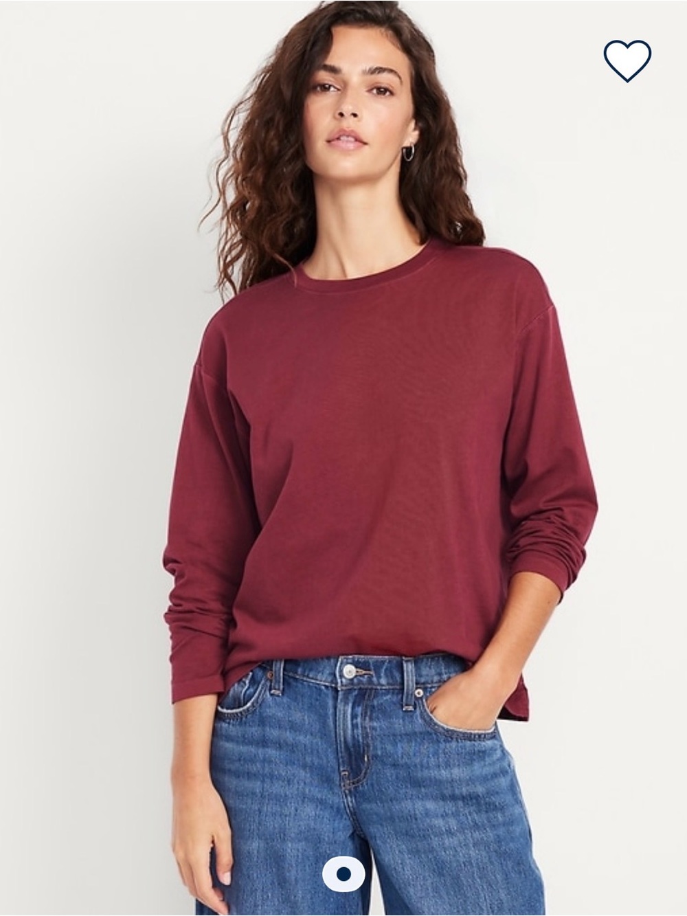 BUNDLE Women’s Long-Sleeve Crewneck Shirt - Light Gray and Burgendy